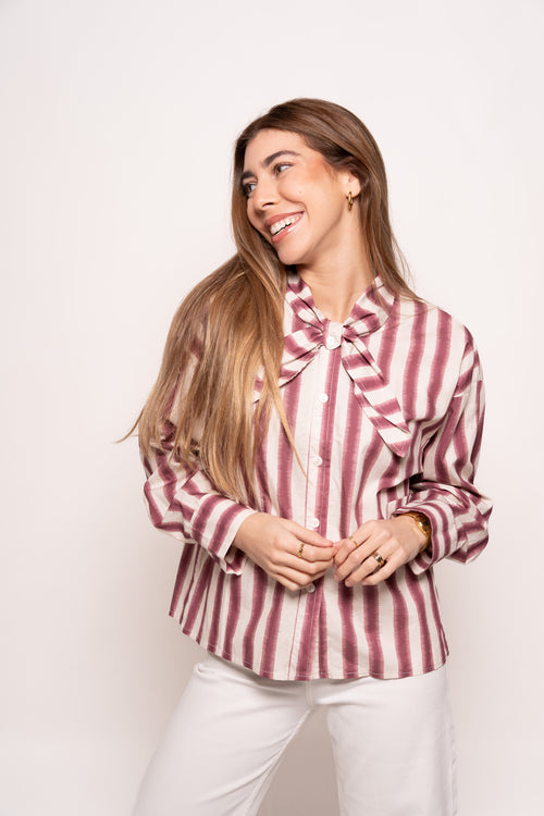 Blusa Rayas Rosa