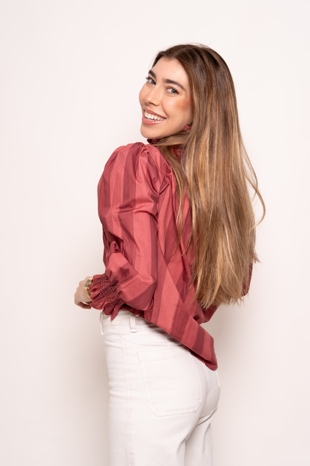 Blusa Rayas Rosa