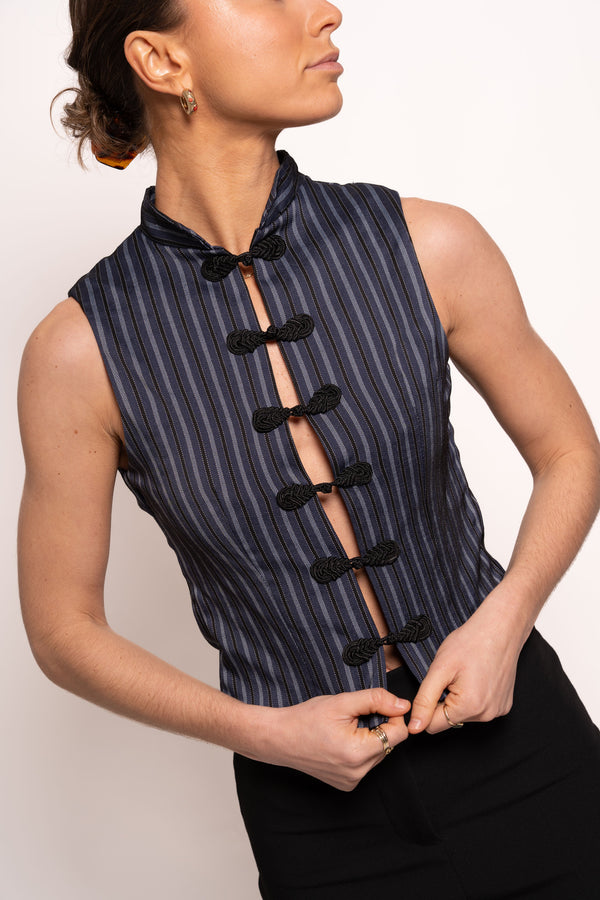 Top Asiático Tejido Rayas