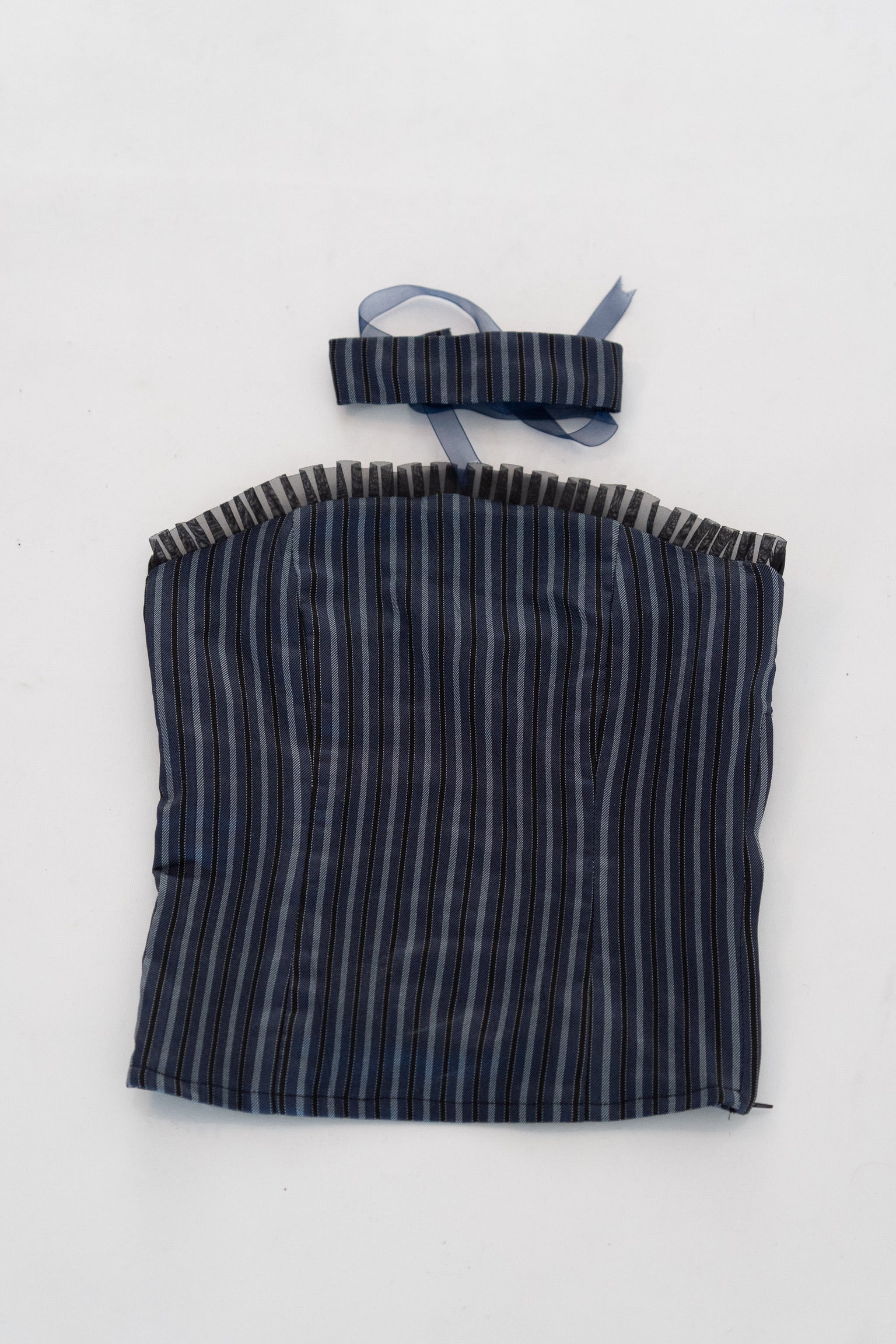 Top palabra de honor tejido rayas