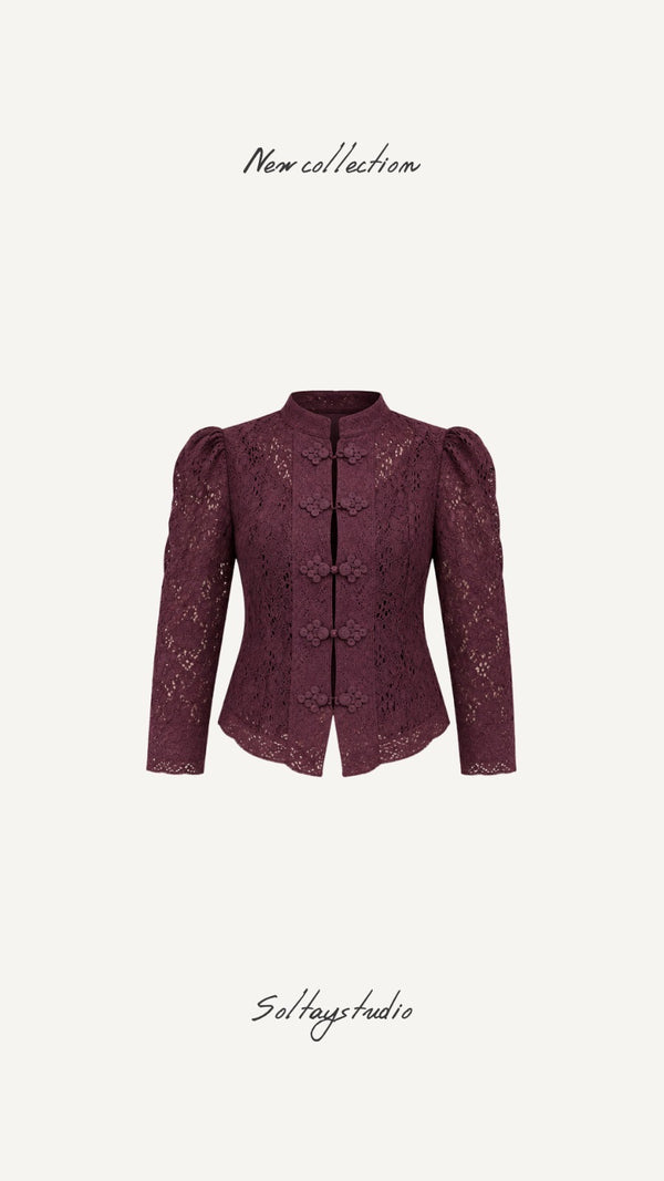 Chaqueta Encaje Granate