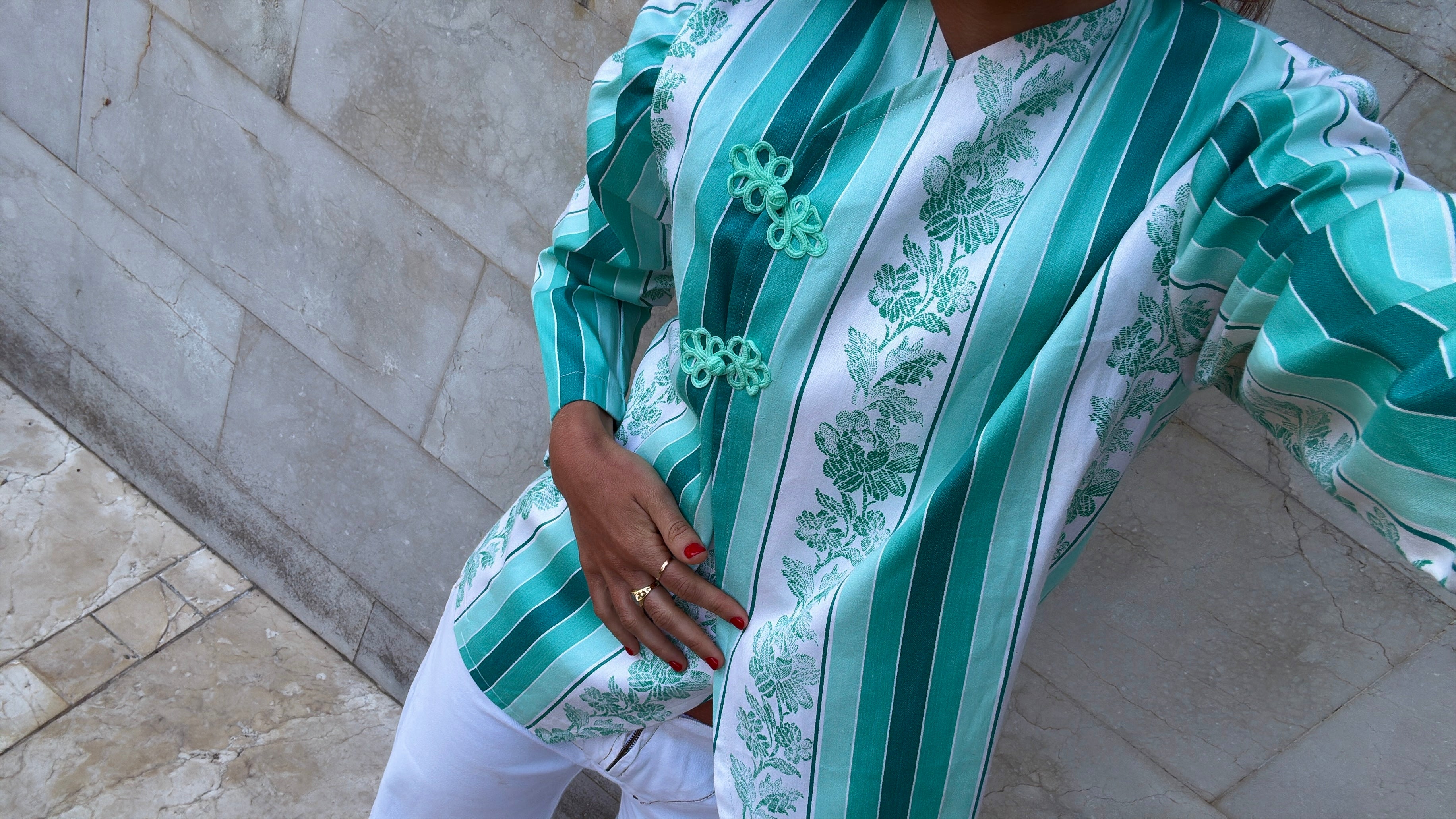 Chaqueta Estampada Verde Menta