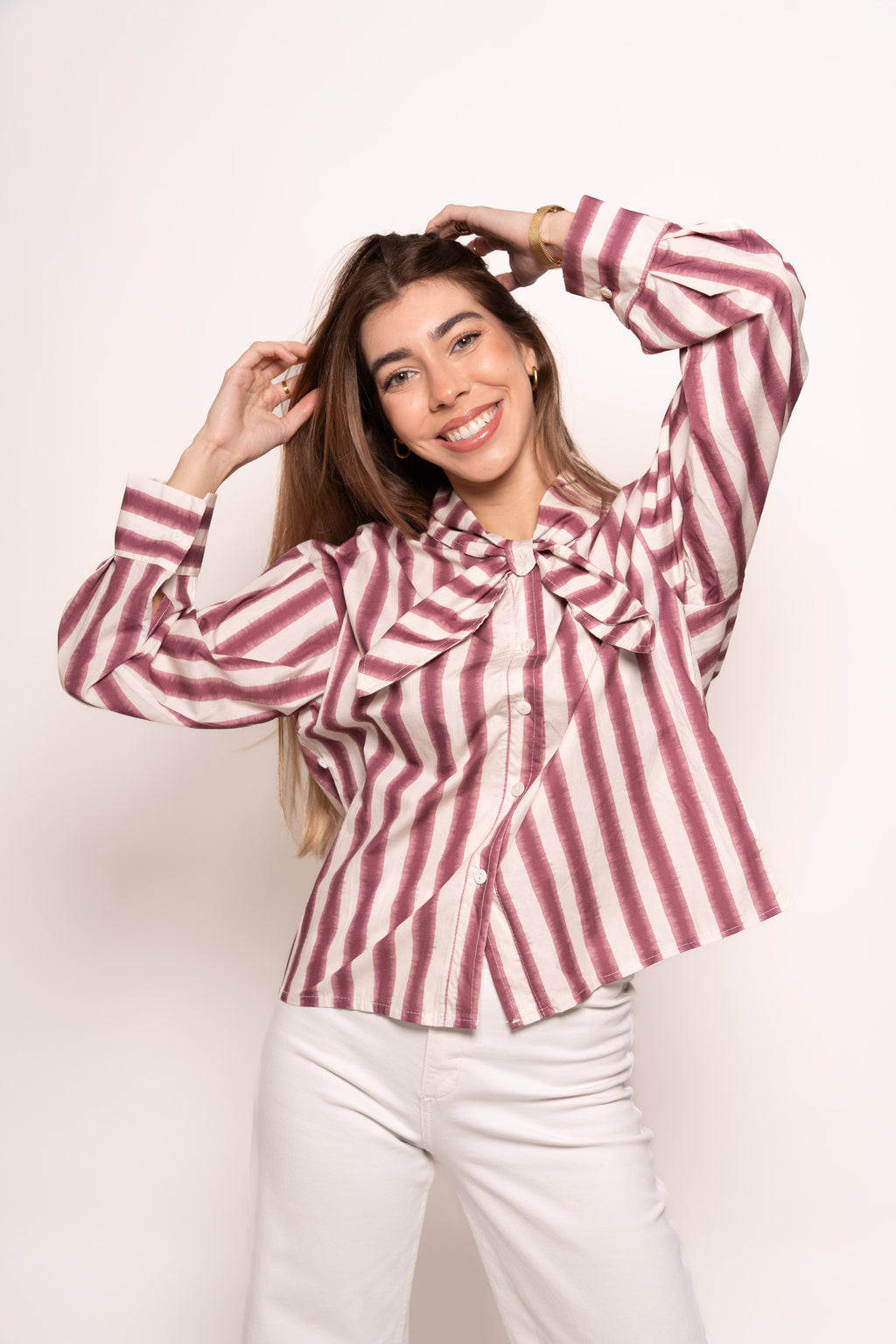 Blusa Rayas Rosa