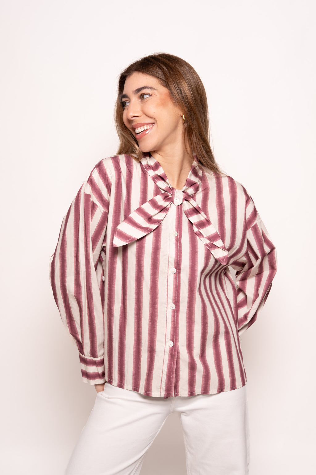 Blusa Rayas Rosa