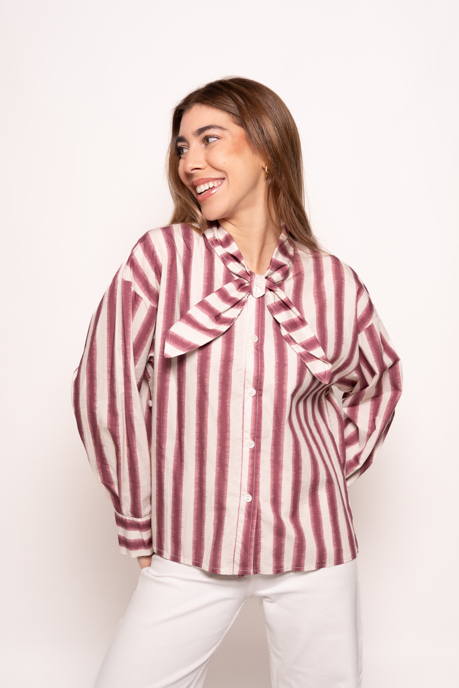 Blusa Rayas Rosa