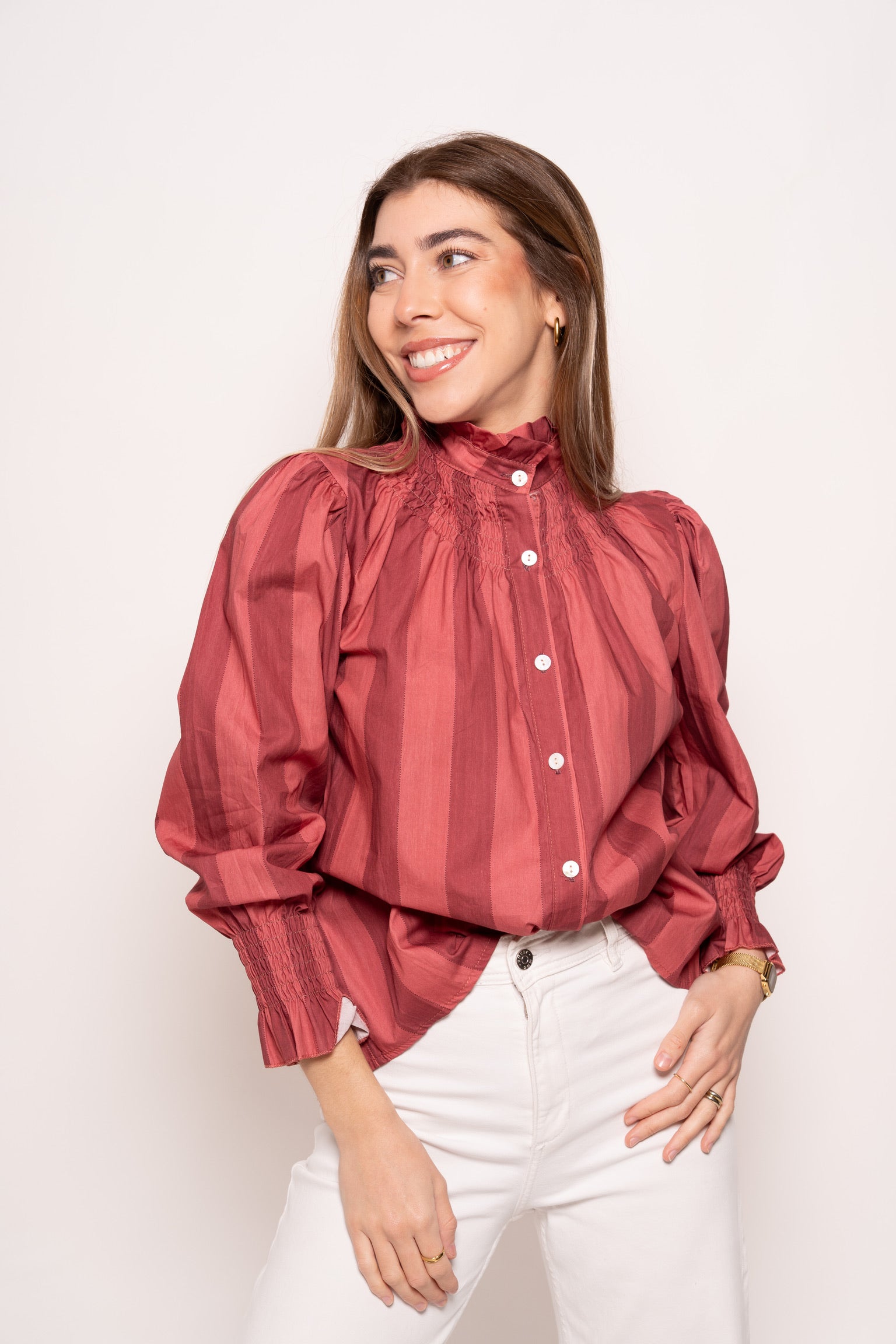 Blusa Rayas Rosa
