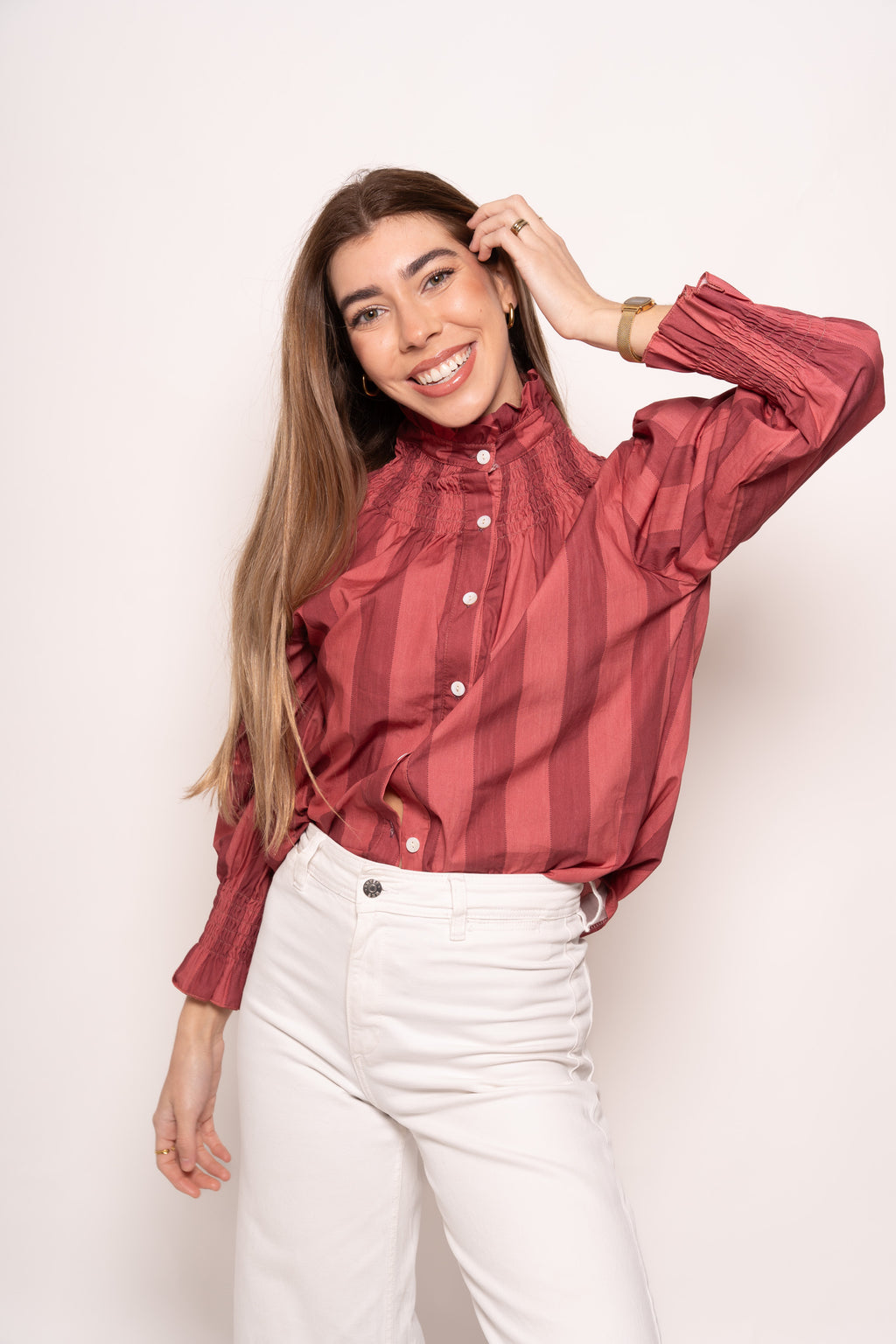 Blusa Rayas Rosa