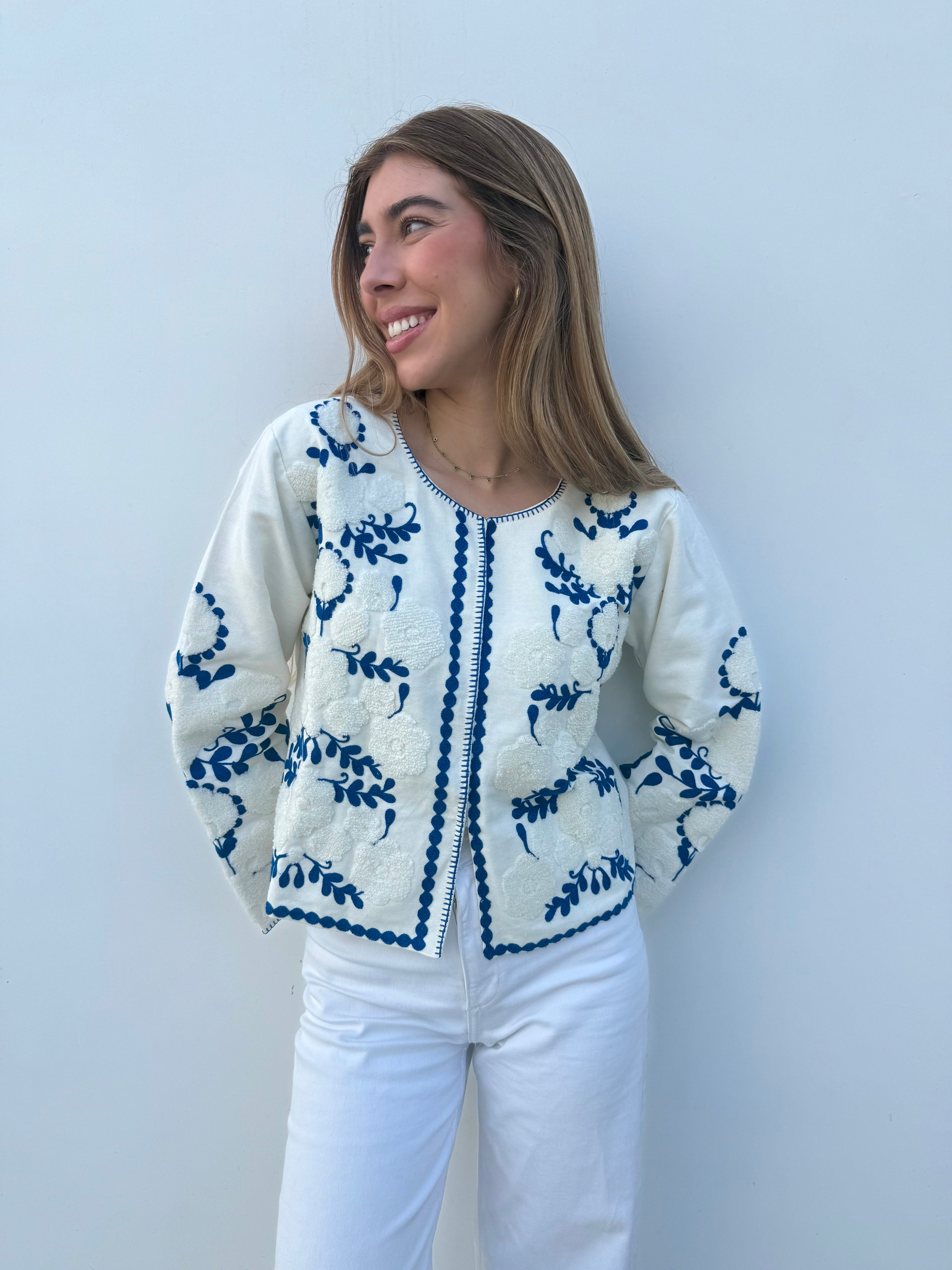 Chaqueta Bordada Azul
