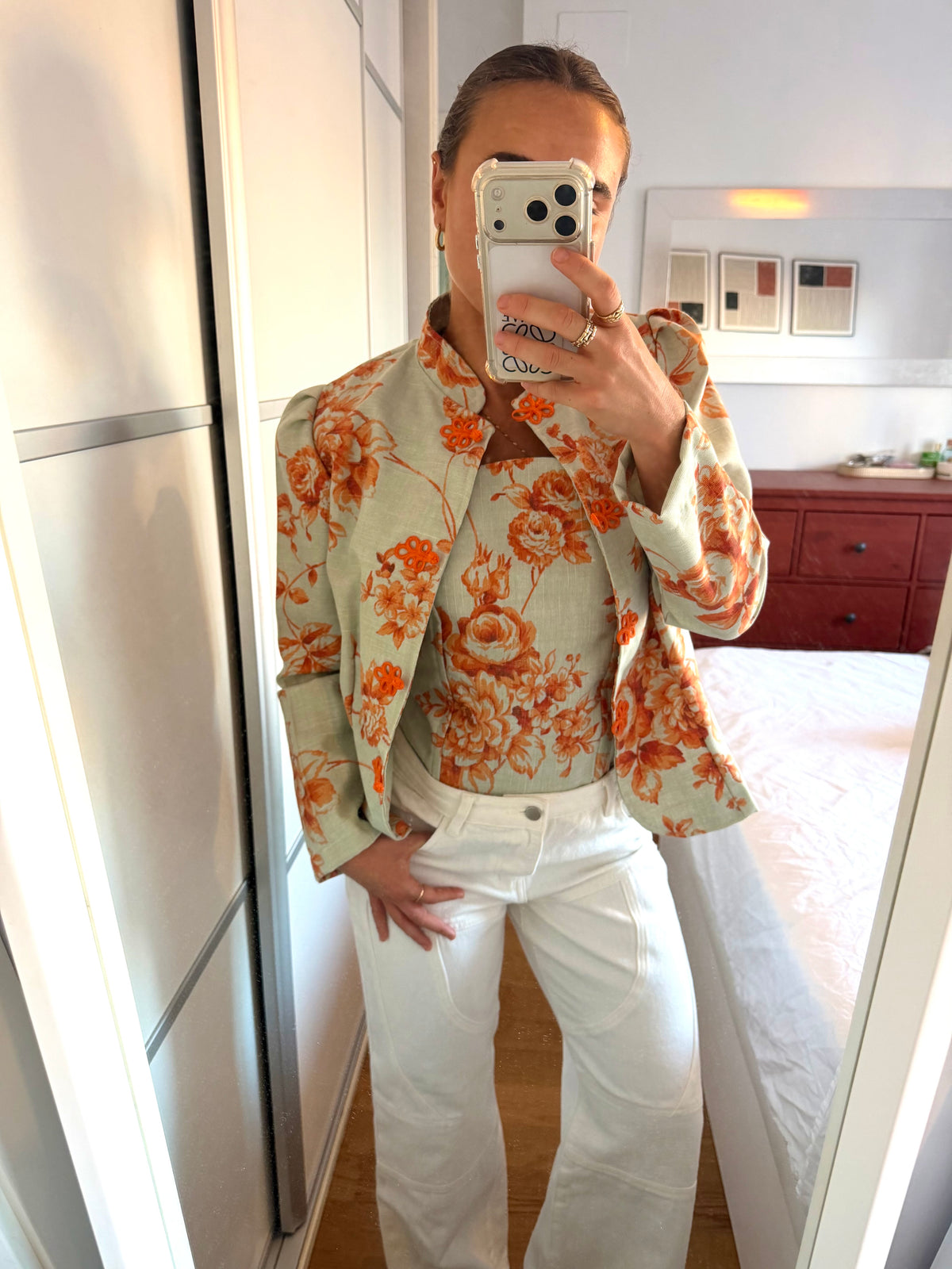 Chaqueta Estampada Naranja