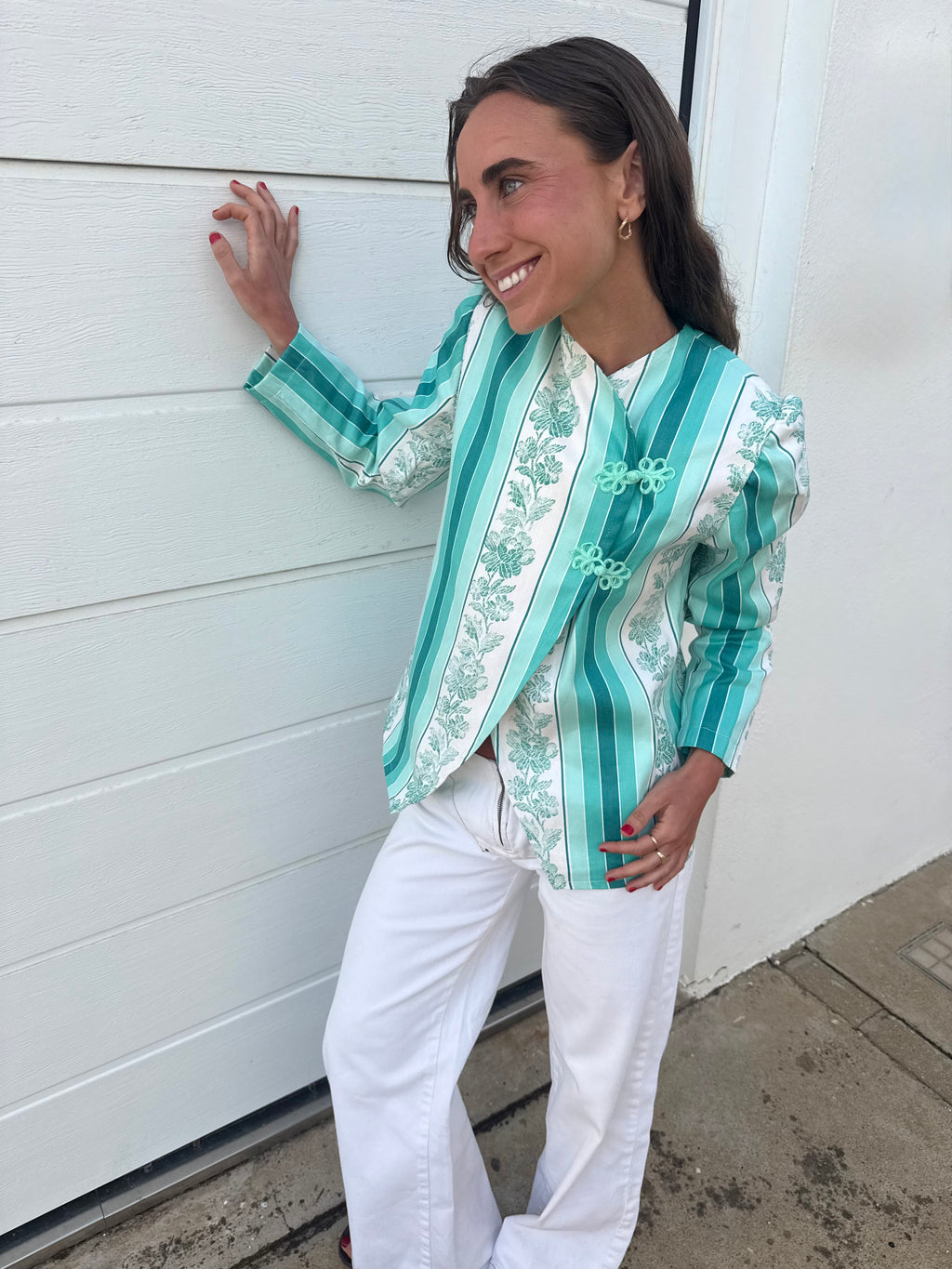 Chaqueta Estampada Verde Menta