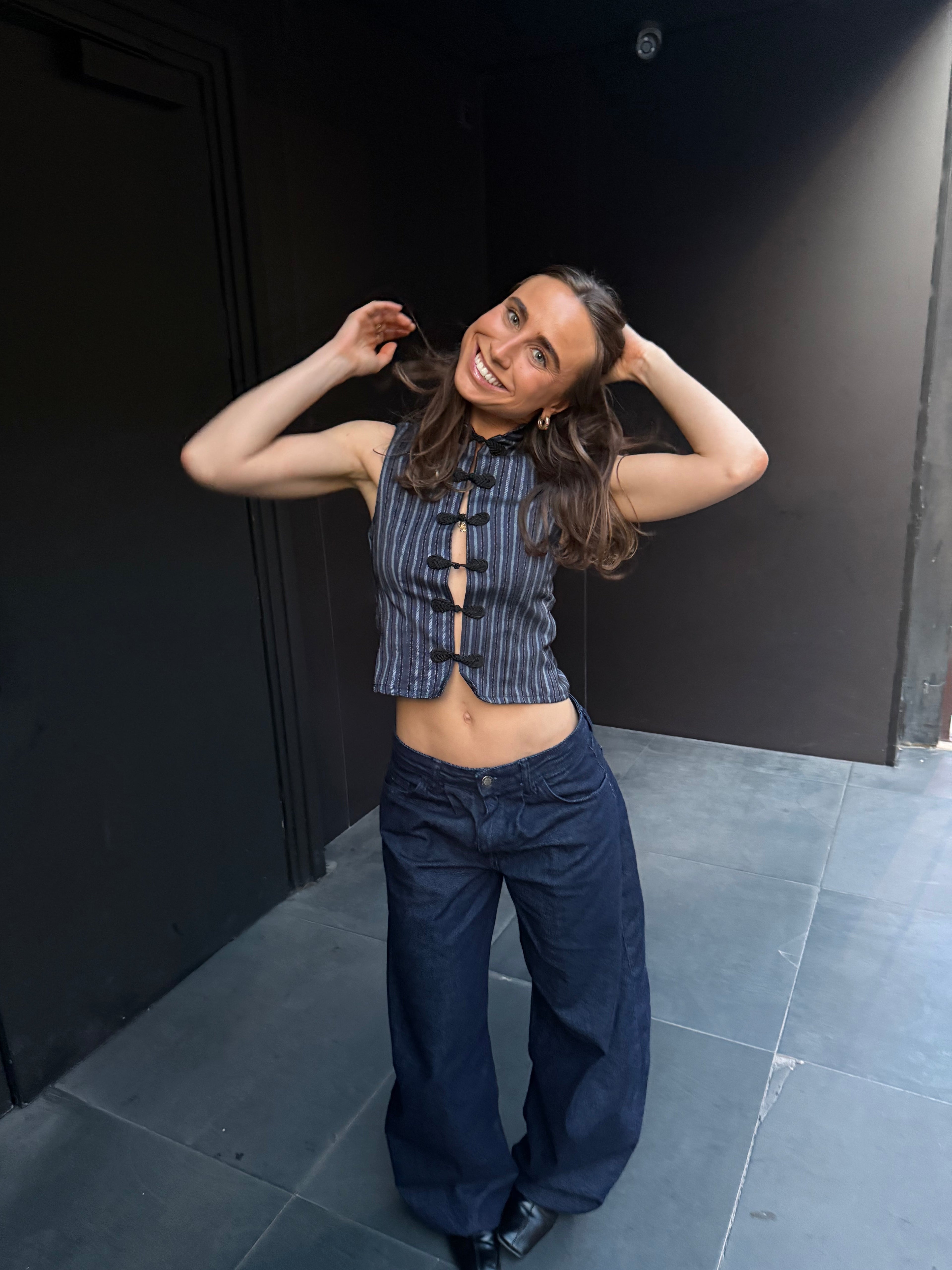 Top Asiático Tejido Rayas