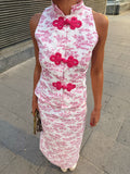 Top Asiático Estampado Rosa