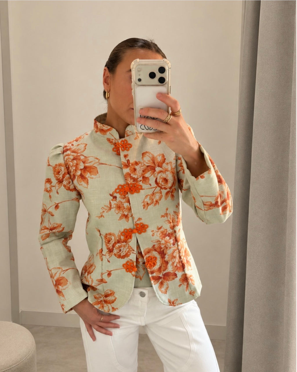 Chaqueta Estampada Naranja