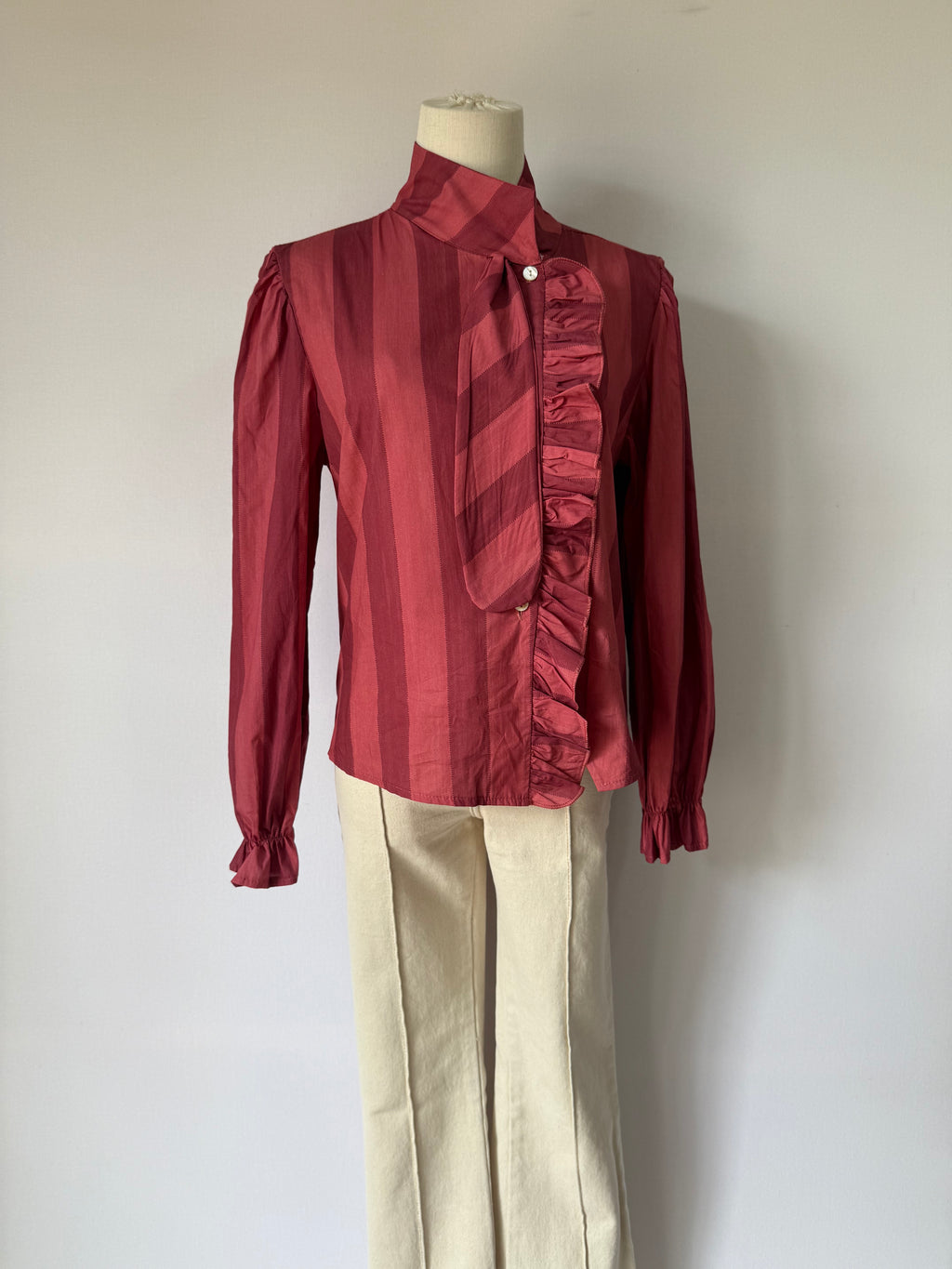 Blusa rayas lazo rosa