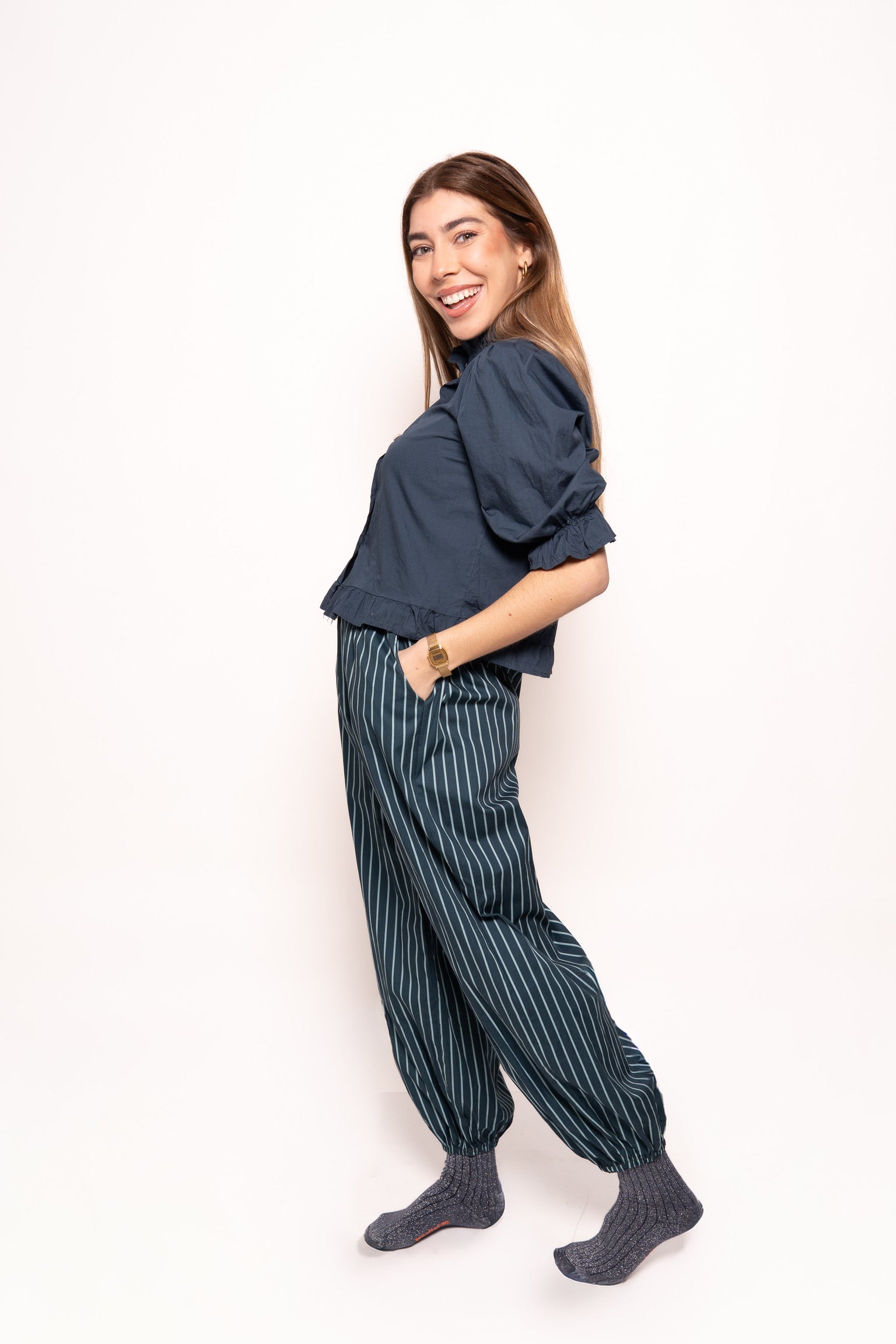 Pantalón rayas azul