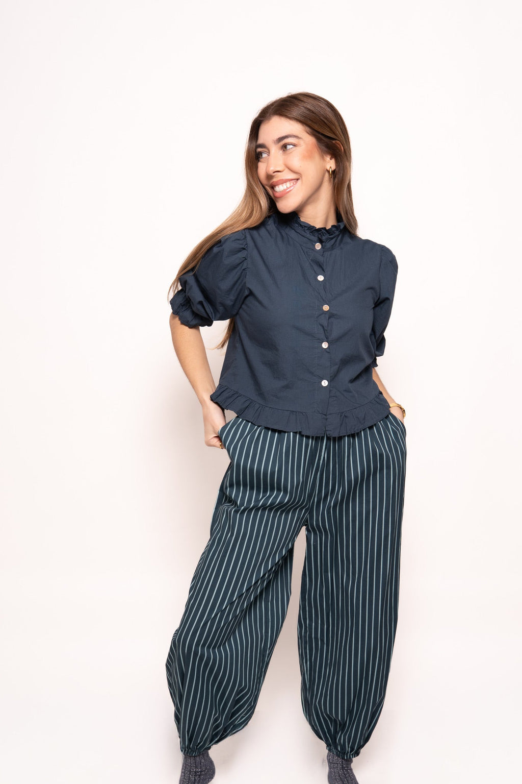 Pantalón rayas azul