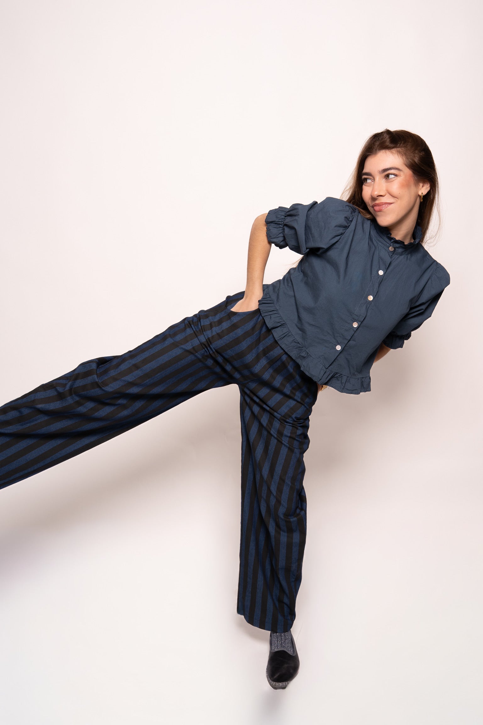 Pantalón rayas bicolor