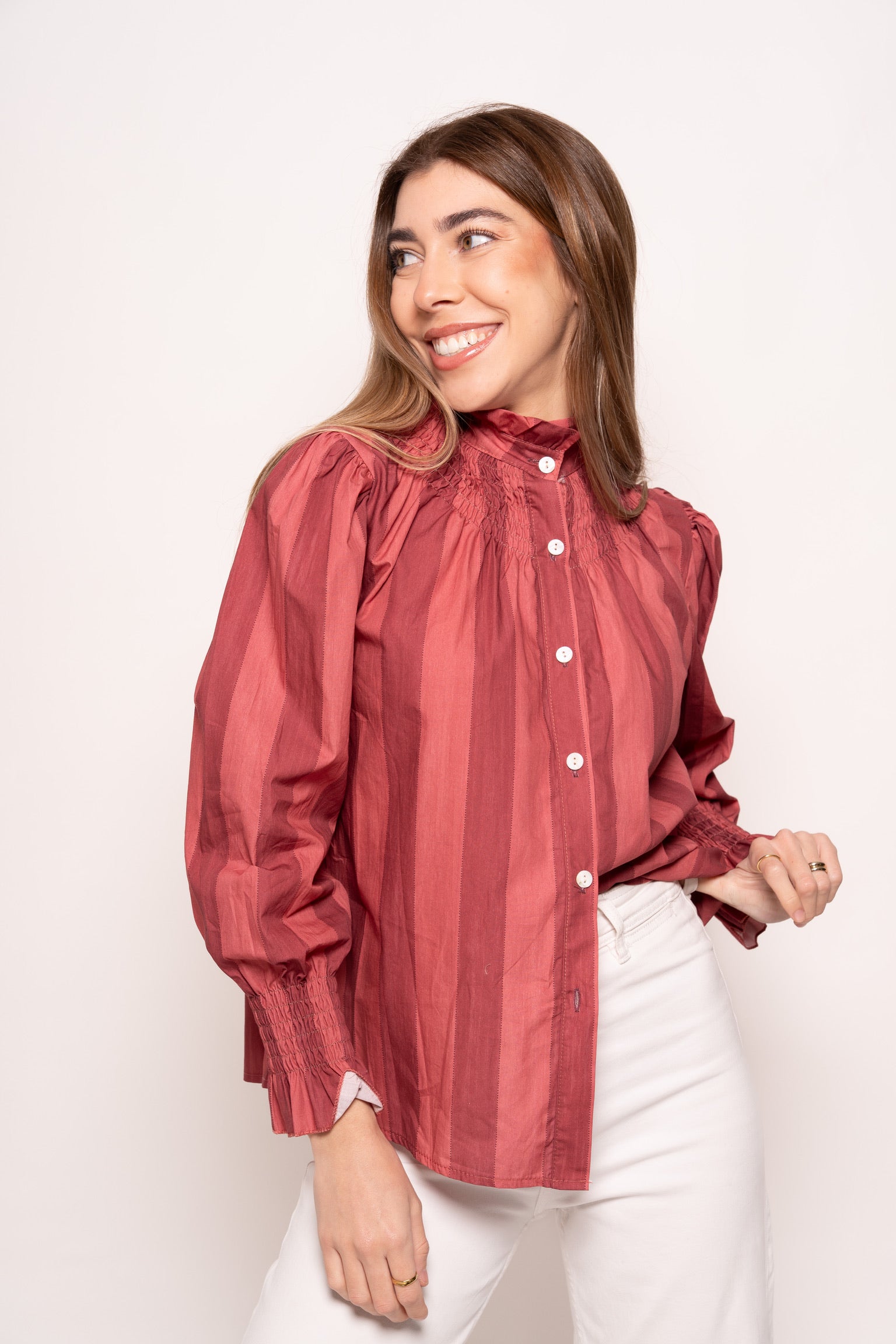 Blusa Rayas Rosa