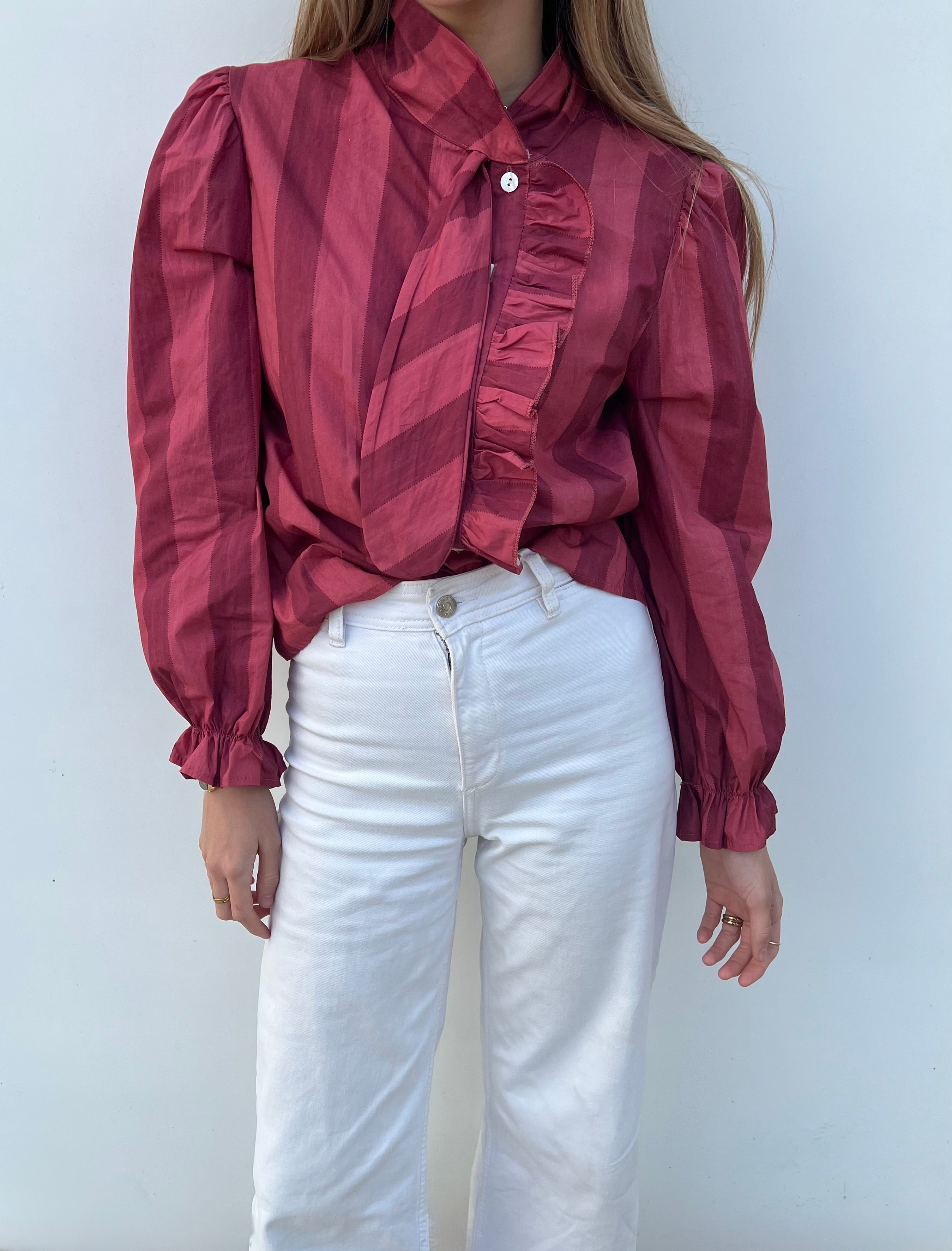 Blusa rayas lazo rosa