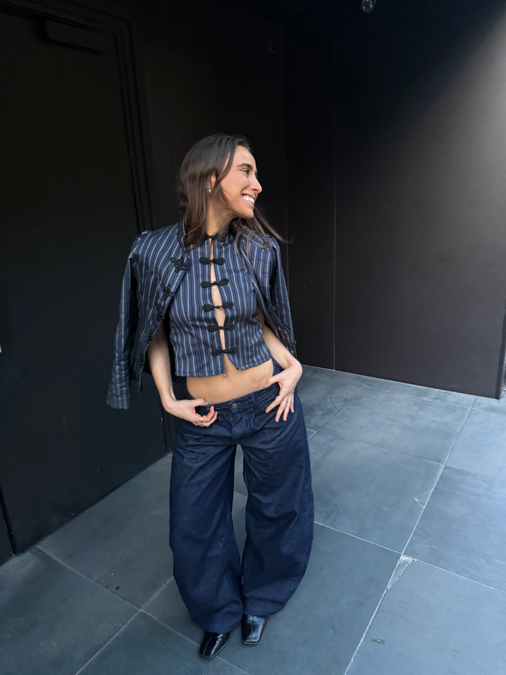 Top Asiático Tejido Rayas