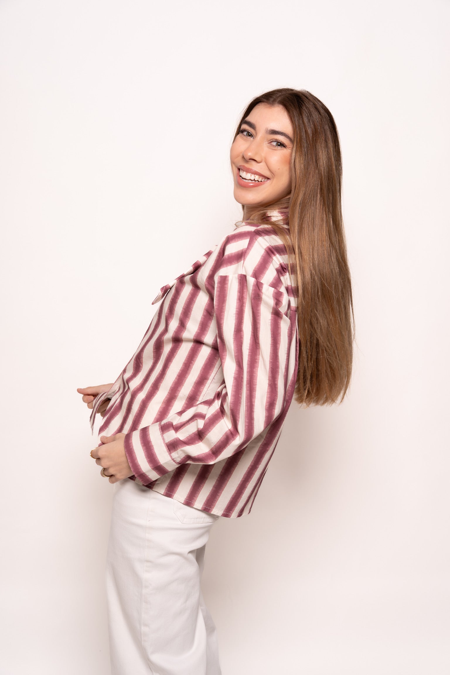 Blusa Rayas Rosa