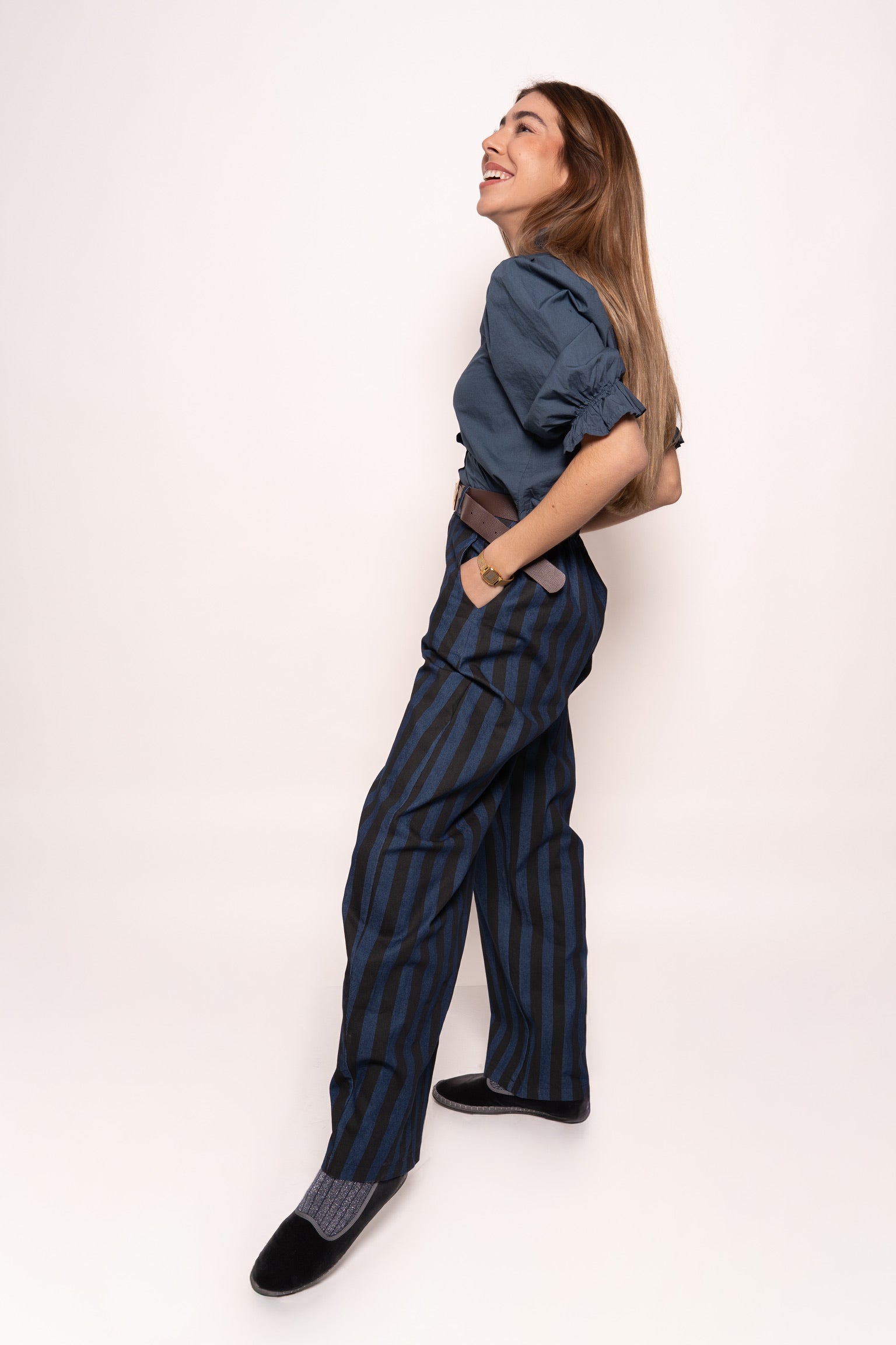 Pantalón rayas bicolor