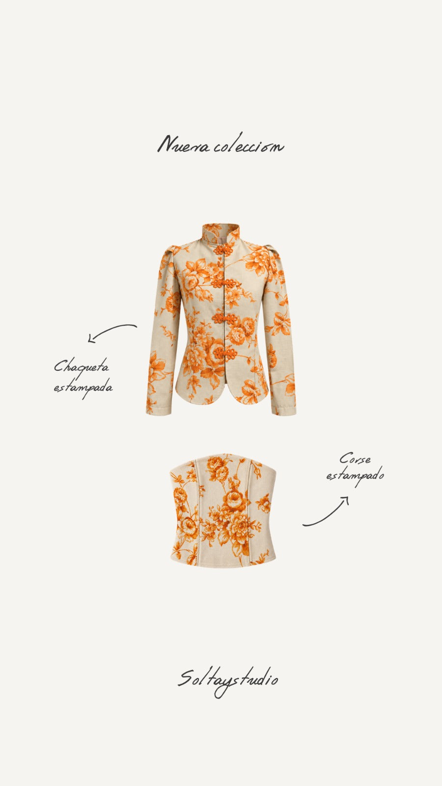 Chaqueta Estampada Naranja