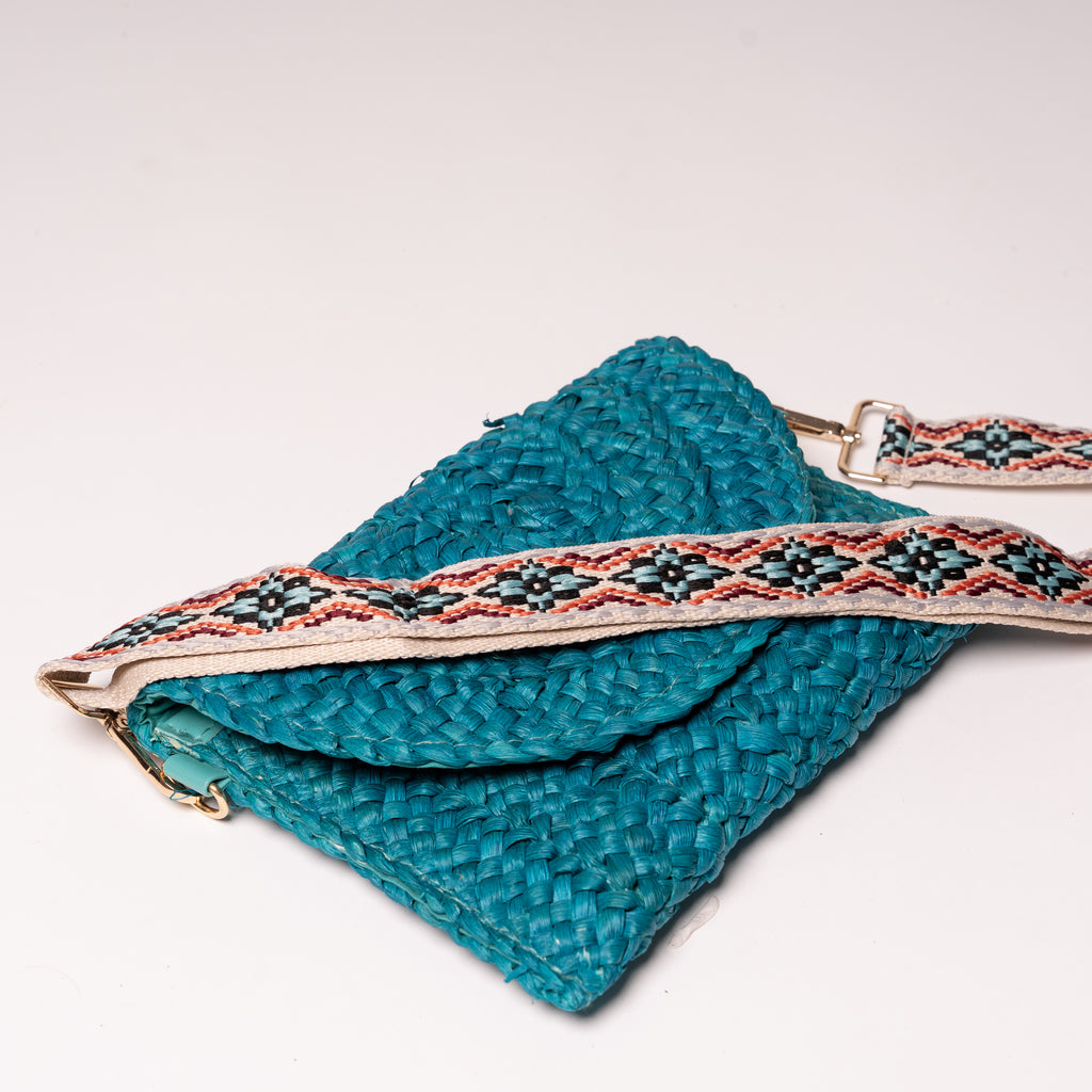 Cartera Rafia Azul